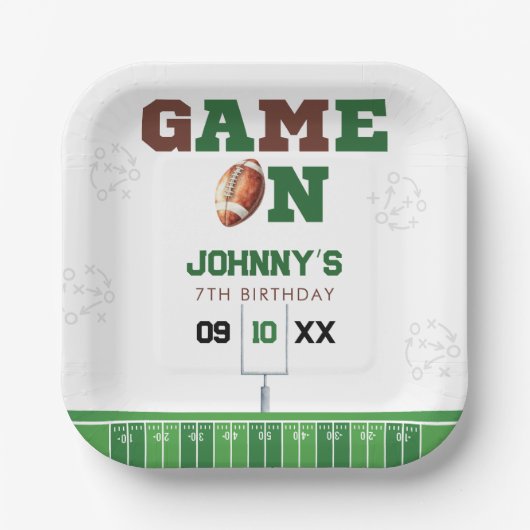 Game On American Football Birthday Pappteller (Vorderseite)