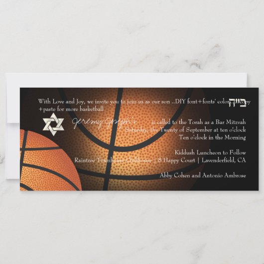 Game On! Basketball ✡ Bar Mitzvah Einladung (Rückseite)