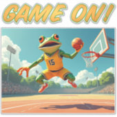 Game On Basketball Frosch Konturaufkleber Aufkleber (Vorderseite)