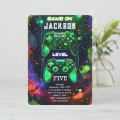 Game On, Boy Video Game Geburtstag Einladung (Stehend Vorderseite)