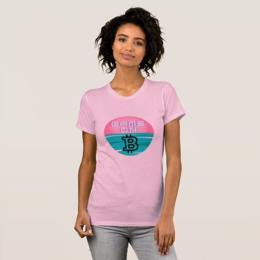 GAME ON crypto Tshirt gift gift bitcoin PINK (Vorne ganz)