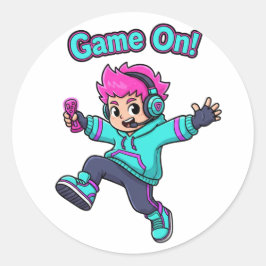 Game On! – Cute Cartoon Gamer Character Sticker
