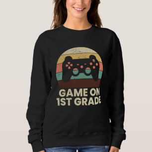 Game On First Grade School Lehrer Kid Crew Gamer Sweatshirt