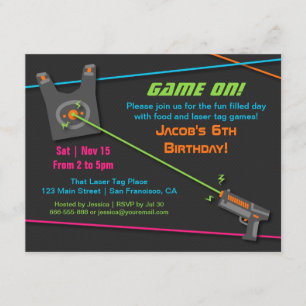 Game On Fun Laser Tag Geburtstagsfeier Einladung
