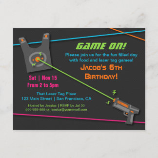 Game On Fun Laser Tag Geburtstagsparty Einladung