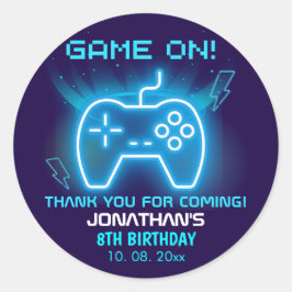 Game on, Funny Birthday Boy Runder Aufkleber