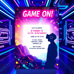 Game On für Kinder & Gamer VR Geburtstagsparty Einladung