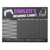 Game On Gaming Lila Rewards Chart Personalisiert Notizblock (Vorderseite)
