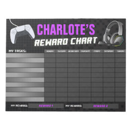 Game On Gaming Lila Rewards Chart Personalisiert Notizblock