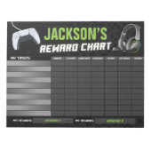 Game On Gaming Neon Green Rewards Chart personalis Notizblock (Vorderseite)
