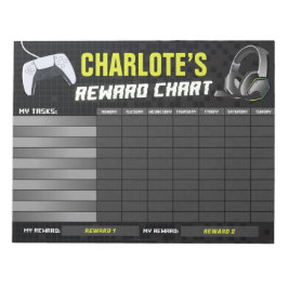 Game On Gaming Yellow Rewards Chart Personalisiert Notizblock