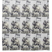 Game On: Graue Pup's spielerische Ball Chase Duschvorhang (Vorderseite)