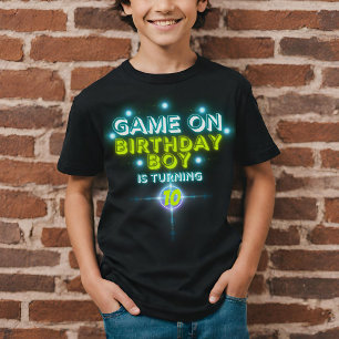Game on Laser Tag Blue Green Neon Glow Geburtstag T-Shirt