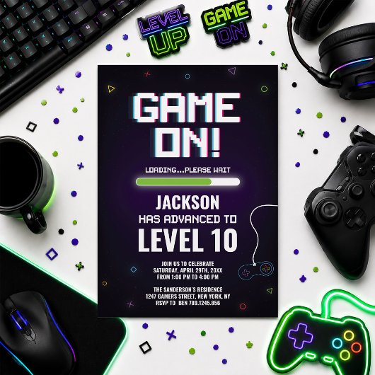 Game On Level Up Einladung