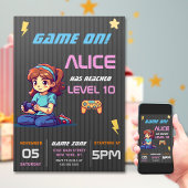 Game On Level Up Fun Video Game Birthday Party Einladung