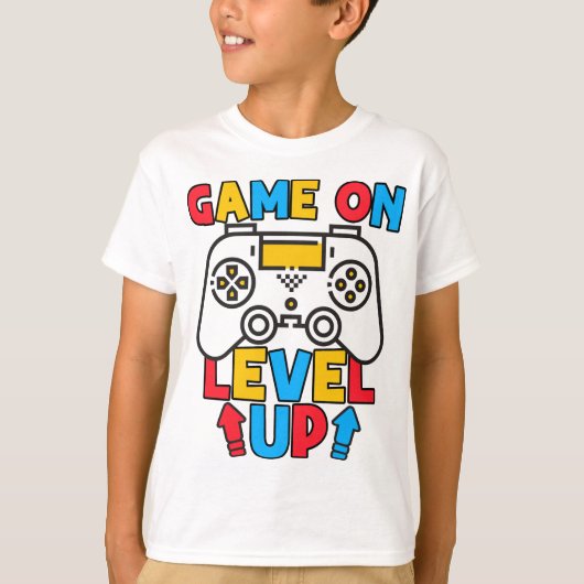 Game On Level Up Funny Birthday Boy Gaming Lover T-Shirt (Vorderseite)