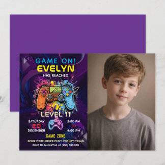  Game On Level Up Video Game Birthday Einladung