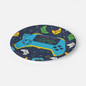 Game On & Level Up Video Game Boy Birthday Pappteller (Schrägansicht)