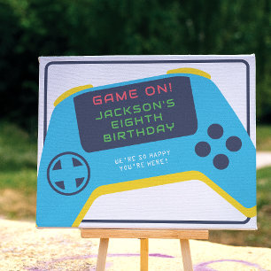 Game On & Level Up Video Game Boy Geburtstag Poster