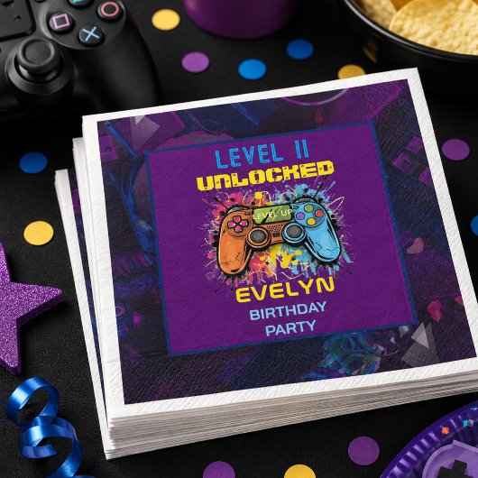 Game On Level Up Video Game Geburtstag Serviette
