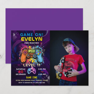 Game On Level Up Videospiel-Geburtstag Einladung