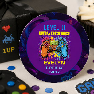 Game On Level Up Videospiel-Geburtstag Runder Aufkleber
