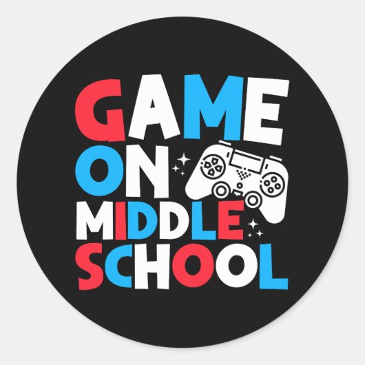 Game On Middle School Grade Funny Birthday Gaming Runder Aufkleber (Vorderseite)