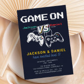 Game On Modern Video Game Twin Kindergeburtstag Einladung