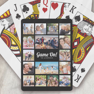 Game On! Monogramm Retro Foto Collage 16 Bilder Spielkarten