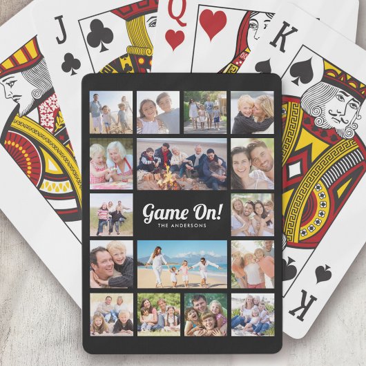 Game On! Monogramm Retro Foto Collage 16 Bilder Spielkarten