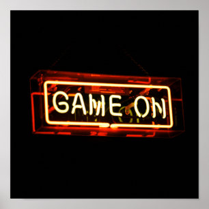 Game On Neon Sign Sports Gaming Gamer Poster