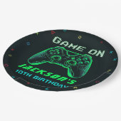 Game On Neon Video Game Birthday Party Pappteller (Schrägansicht)