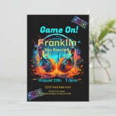 Game On, Next Level, Player One Video Game Einladung (Stehend Vorderseite)