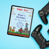 Game On! Pixel Block Game Birthday Einladung