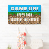 Game On pixelweise Grass Block Gaming Geburtstag Banner (Insitu)