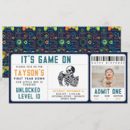 Game On Skull - Video Game Birthday Party Einladung