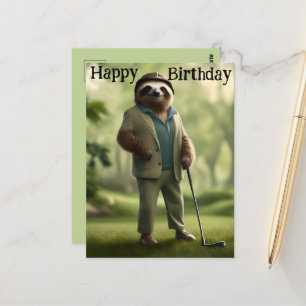 Game On: Sloth Golf Player, Postkarte