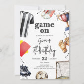 Game On Soccer Birthday Einladung (Vorderseite)
