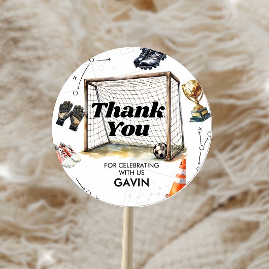 Game On Soccer Birthday Party Runder Aufkleber