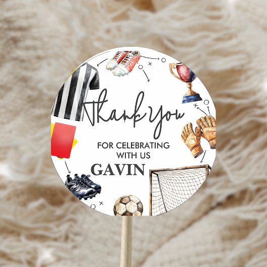 Game On Soccer Birthday Runder Aufkleber