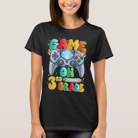Game On Third 3rd Klasse zurück zur Schule Level f T-Shirt (Vorderseite)