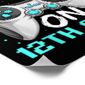 Game On Twelfth Grade Shirts, Funny Gamer Boy Back Poster (Ecke)