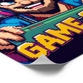 Game On Vater Cartoon Gaming-Chair Poster (Ecke)