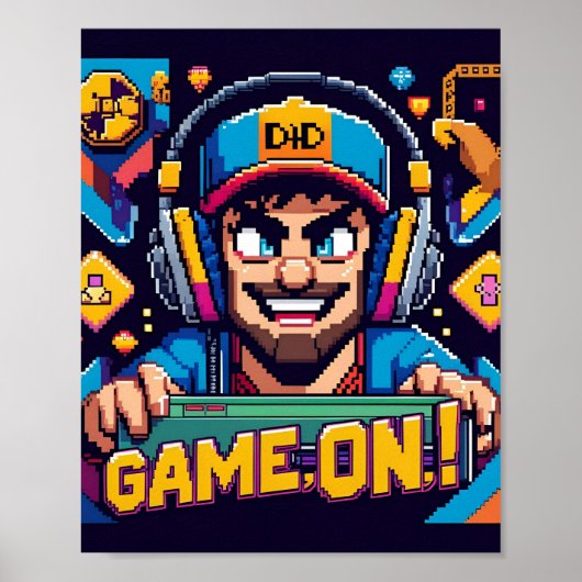 Game On Vater Cartoon Gaming-Chair Poster (Vorne)
