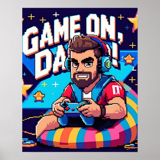 Game On Vater Couch Gaming Digital Print Poster (Vorne)