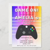 Game On Video Game Controller Game Birthday Einladung (Vorderseite)