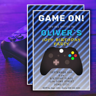 Game On Video Game Controller Gaming Geburtstag Einladung