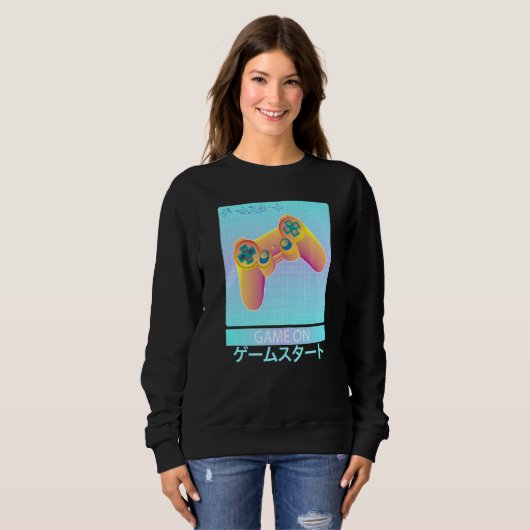 Game On Video Game Controller Retro Vaporwave japa Sweatshirt (Vorne ganz)
