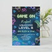 Game On Video Game Einladung (Stehend Vorderseite)