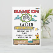Game On Video Game Geburtstagseinladung Einladung (Stehend Vorderseite)